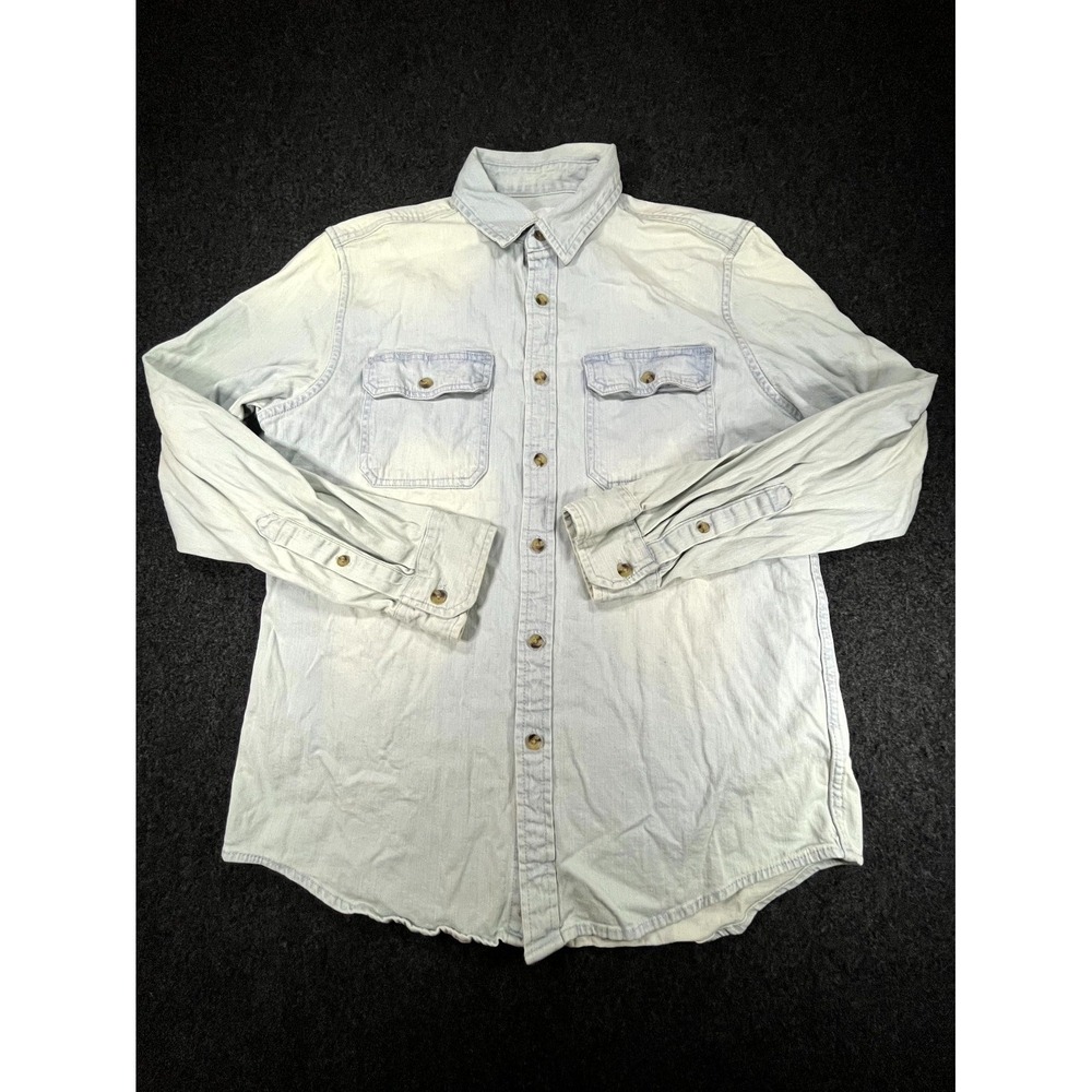 Goodfellow & Co Casual Shirt Men Medium Light Blue Denim Standard Fit Button Up